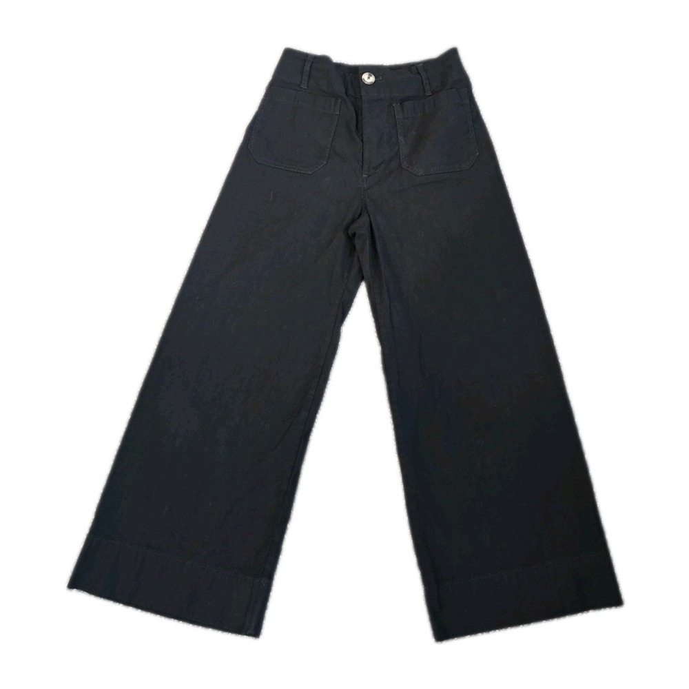 Maeve Colette Womens 25 Petite High Rise Wide Leg Black Trouser Pants minimalism